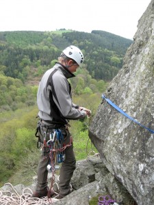 Setting up a bottom rope climb