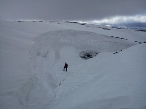 Me being dwarfed by a snow drift!