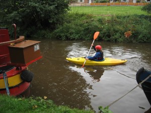 Kayak Picking a way through all the canal boats