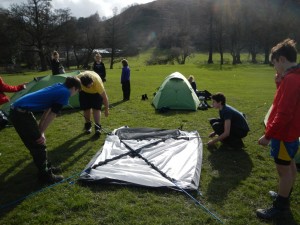 Tents Getting the tents up in the sun
