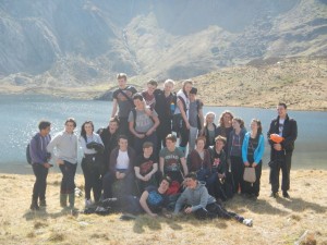 Posing in the sunshine at the entrance to Cwm Idwal