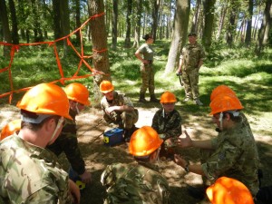 The team working on a command task